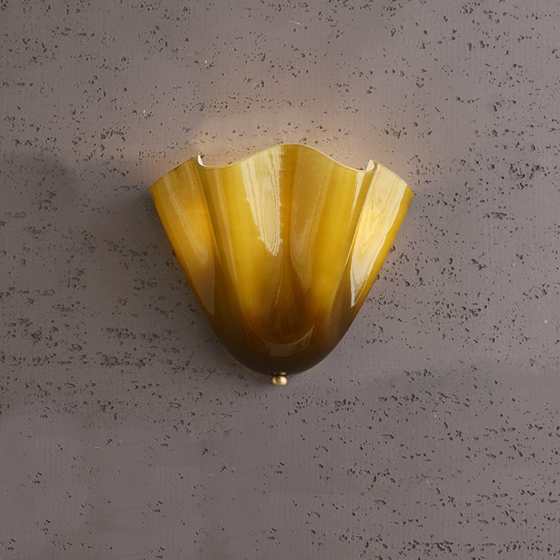 Olive Brass Glass Dome Wall Sconce front view