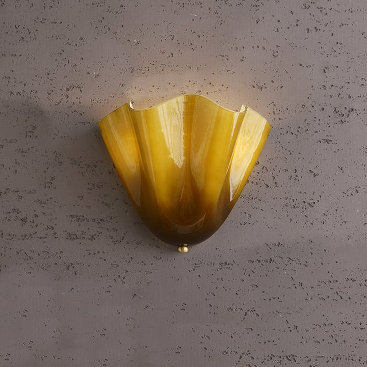 Olive Brass Glass Dome Wall Sconce front view
