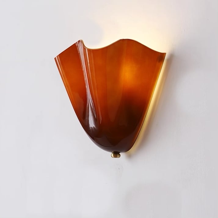 Pecan Brass Glass Dome Wall Sconce front view