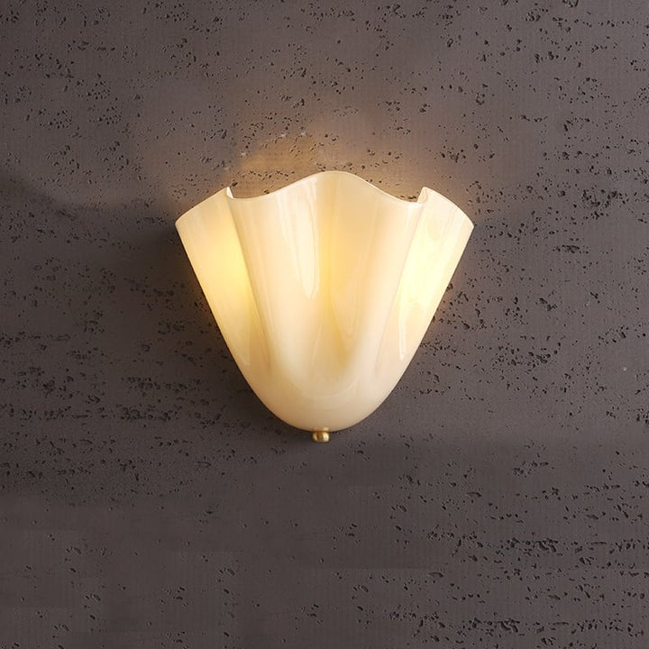 Almond Brass Glass Dome Wall Sconce front view