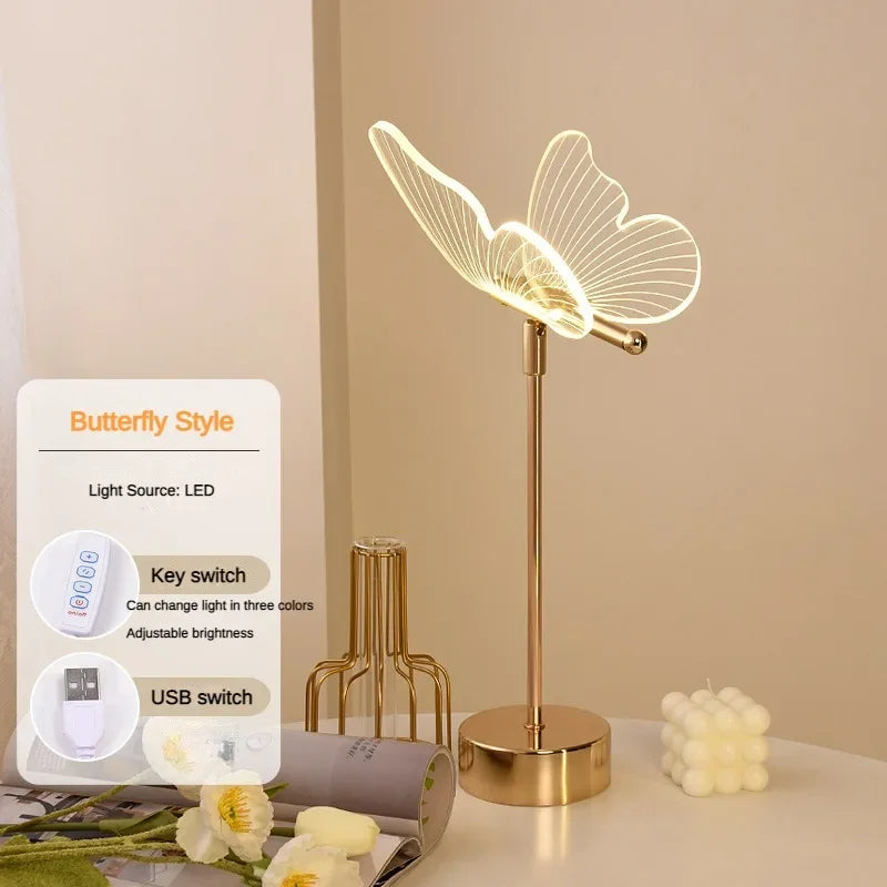Gold Butterfly Desk Lamp front view