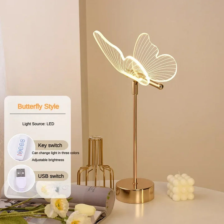 Gold Butterfly Desk Lamp front view