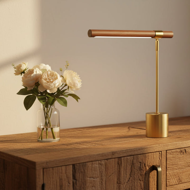 Gold LED Table Lamp lit view