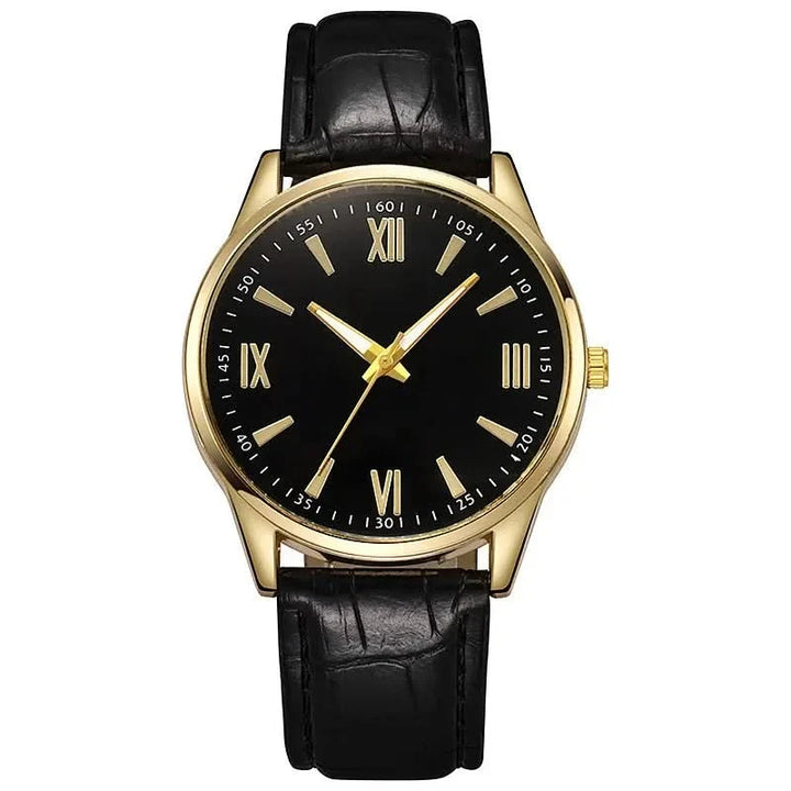Black + Black Gold-Tone Roman Numeral Watch front view