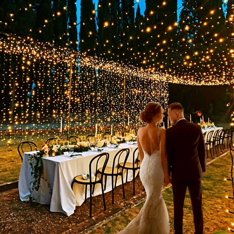 Warm White Wedding String Lights green cable close-up