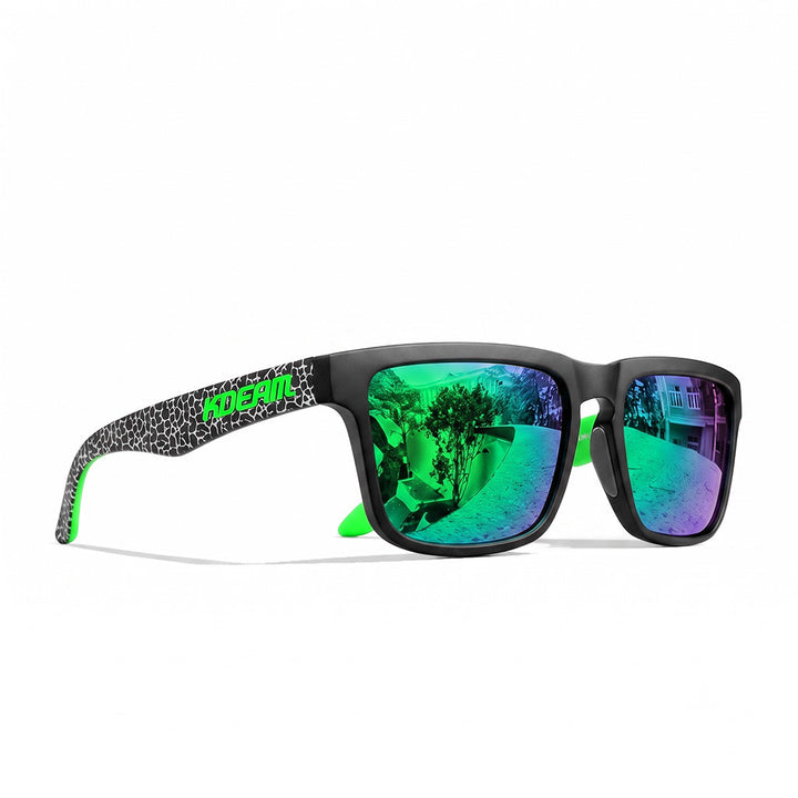 Green/Blue Wide-View Square Sport Sunglasses front view