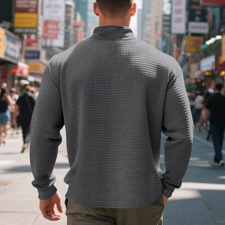 Waffle-Knit Quarter-Zip Pullover Sweater