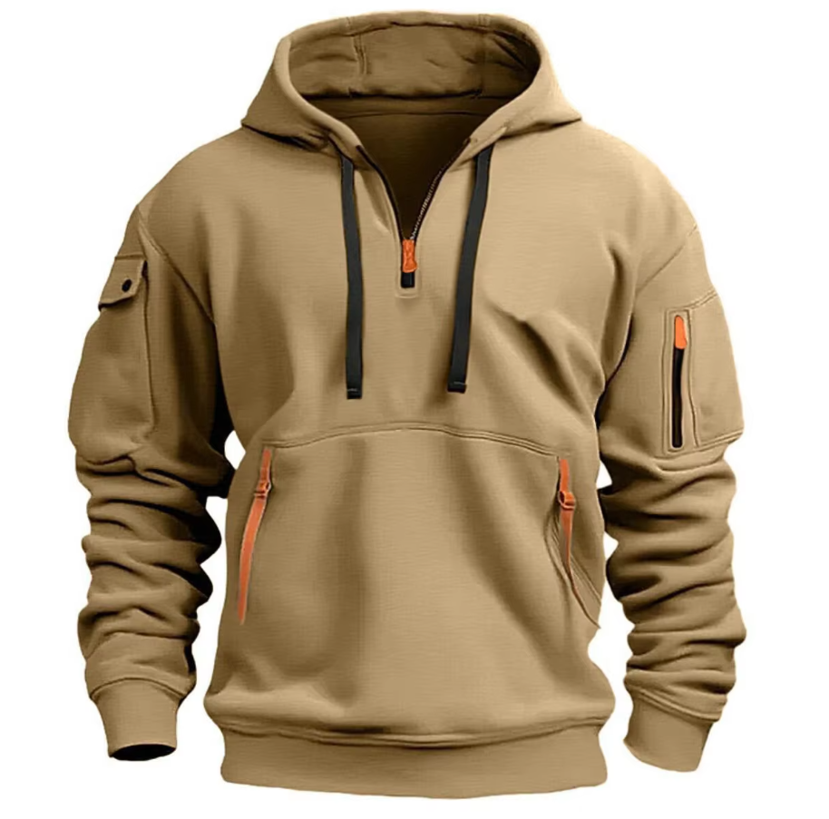 Light Gray Half-Zip Hoodie detail view