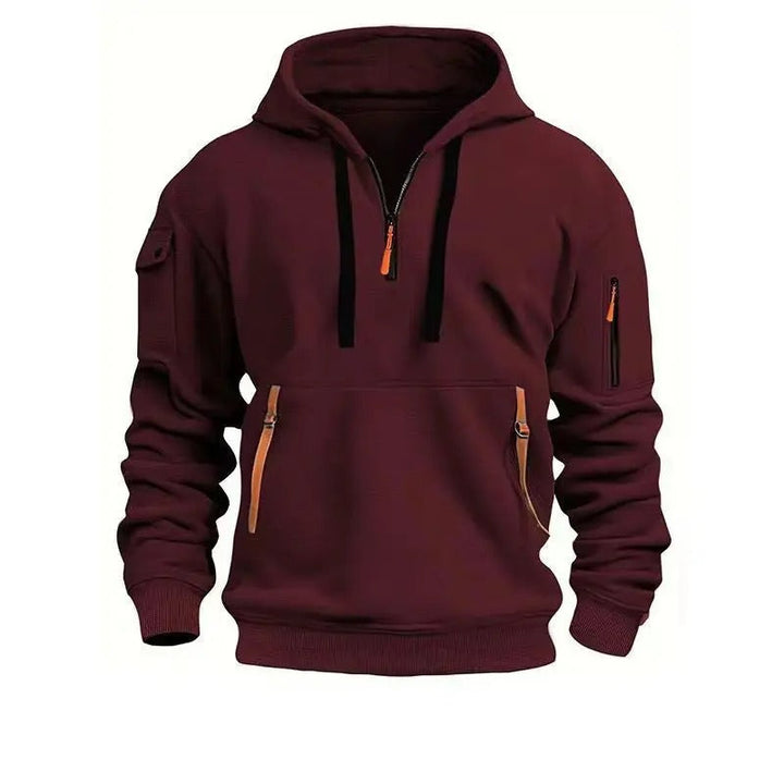 Khaki Half-Zip Hoodie detail view