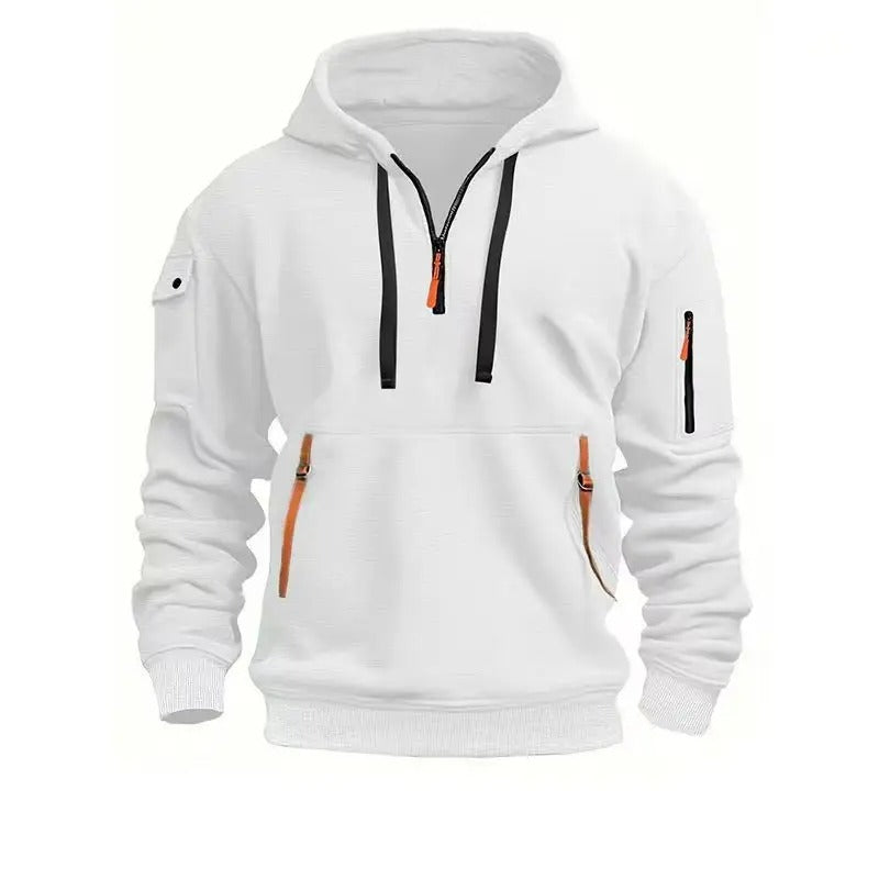White Half-Zip Hoodie detail view