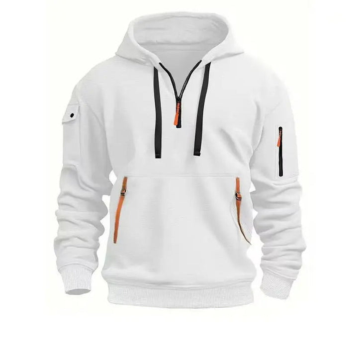 White Half-Zip Hoodie detail view