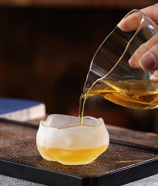 Hammered Glass Sake Cup Set filled lifestyle