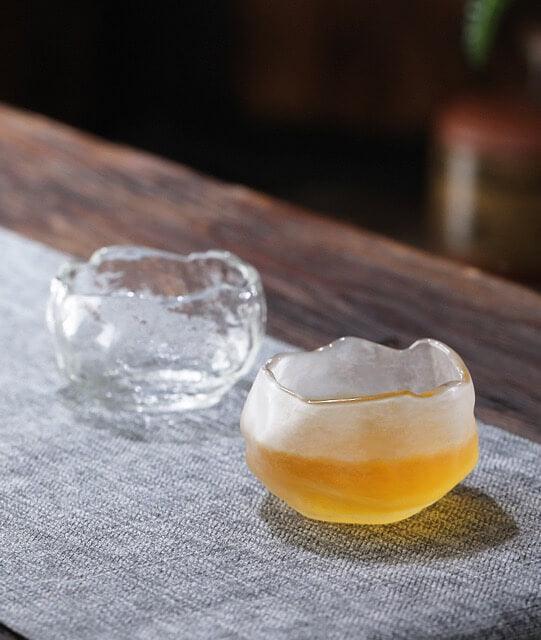 Hammered Glass Sake Cup Set side view