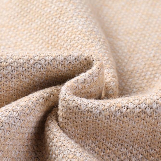 Beige Hand-Knit Full-Zip Jacket knit texture detail