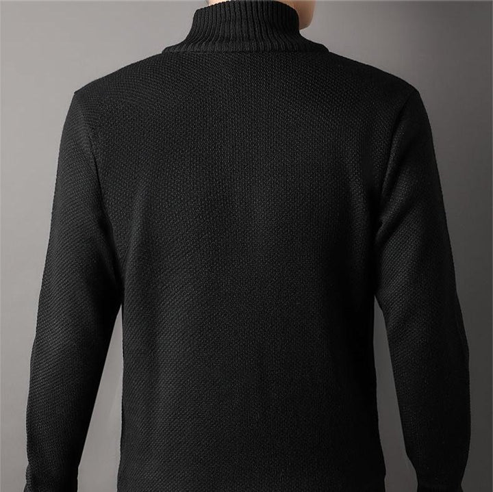Black Hand-Knit Full-Zip Jacket back view