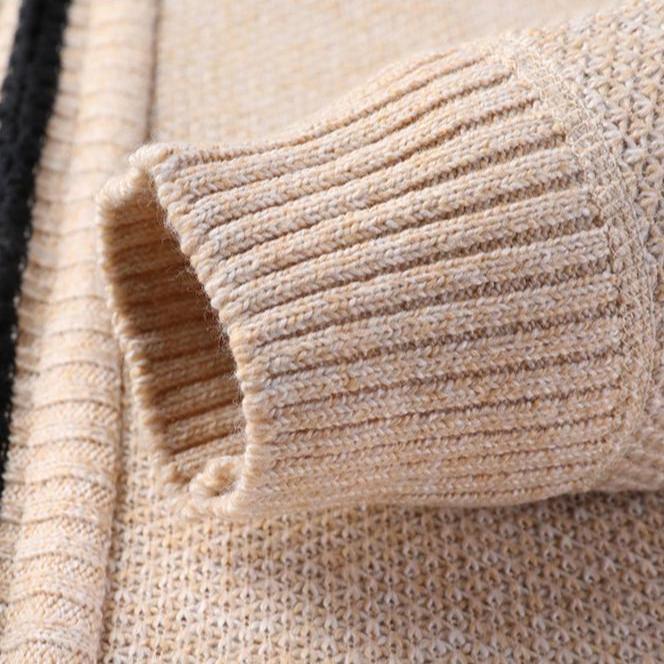 Beige Hand-Knit Full-Zip Jacket cuff detail