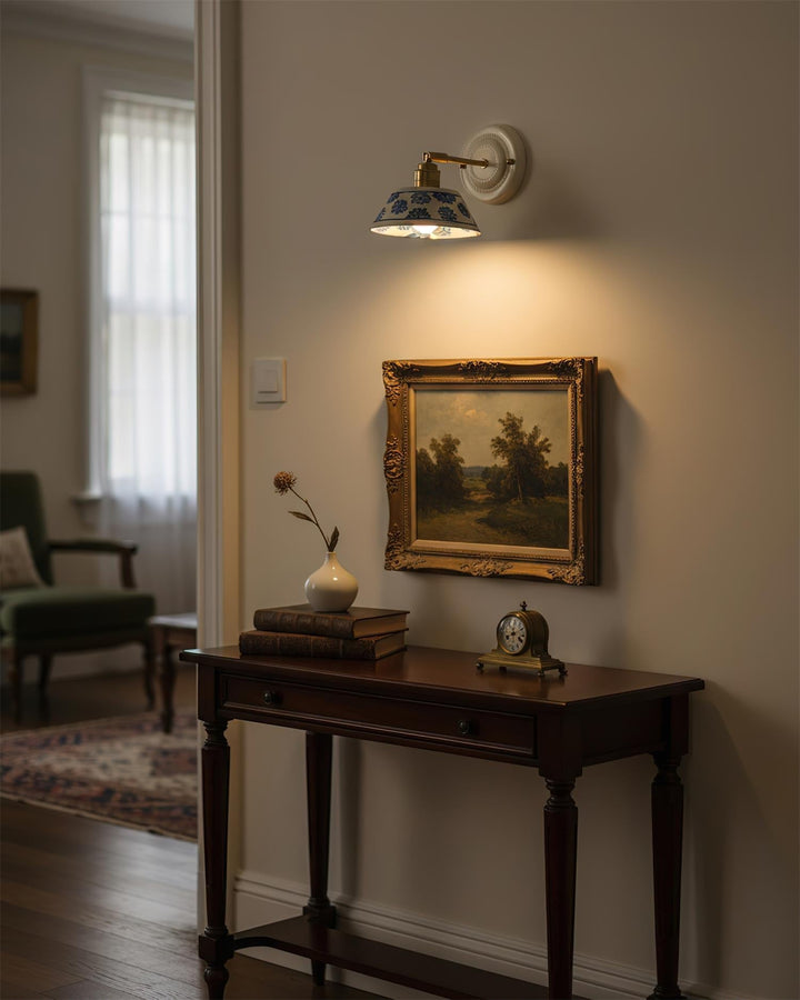 Hand-Painted Ceramic Bedside Light ceramic wall plate detail