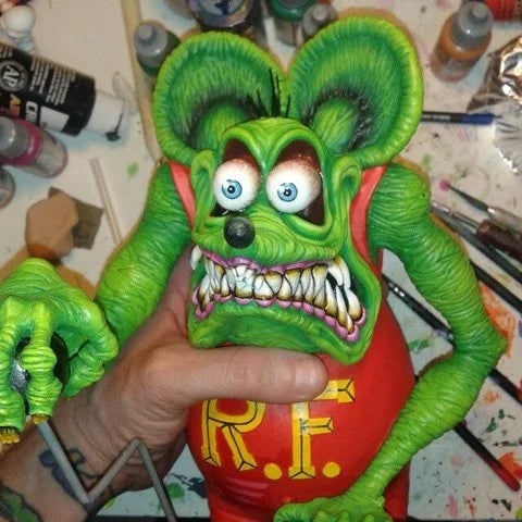 Hand-Painted Resin Monster Figurine on car base