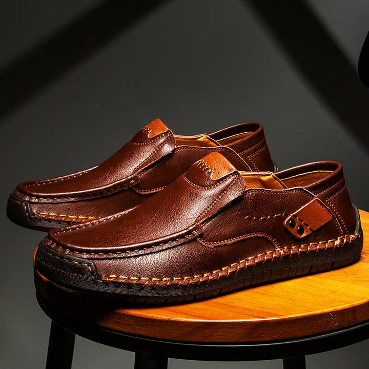 Brown Leather Loafers front pair view