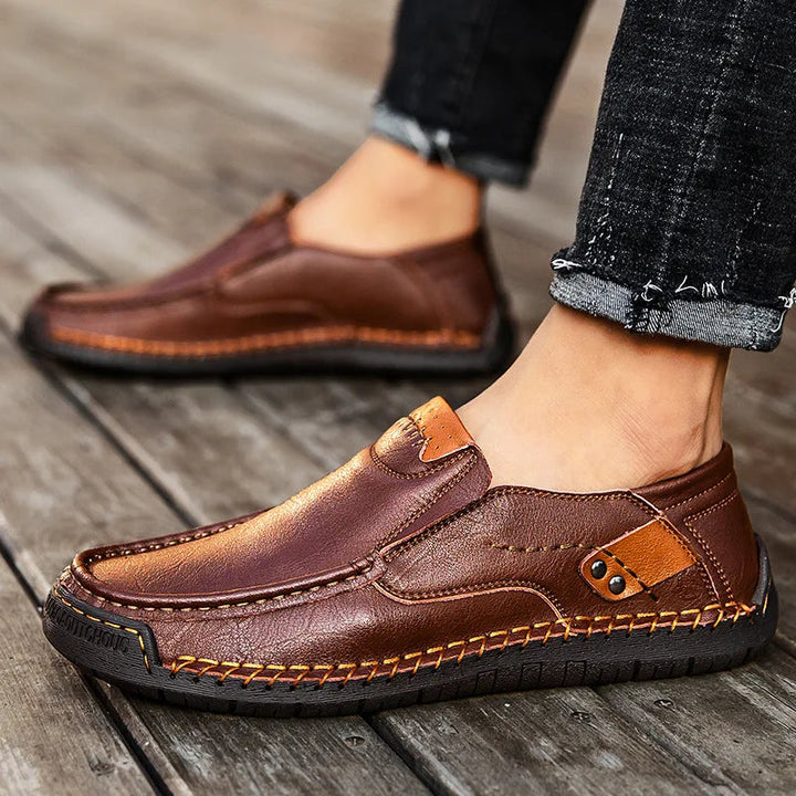 Brown Leather Loafers worn lifestyle