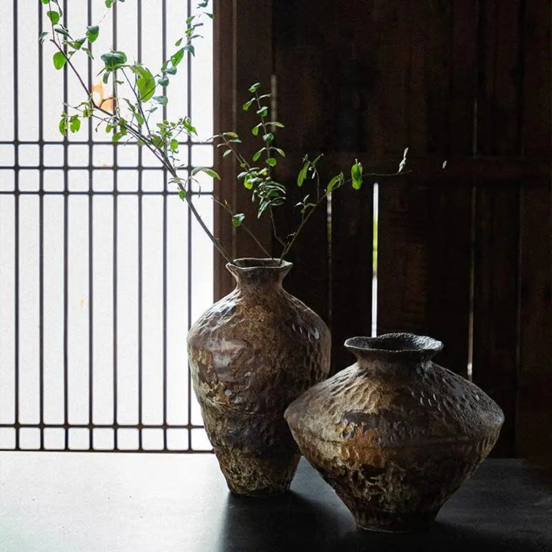 Handcrafted Rustic Ceramic Vases by window lifestyle