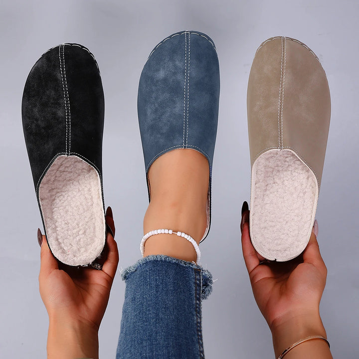 Black Handmade Wedge Slippers side view