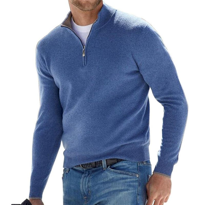 Heather-Knit Mock-Neck Quarter-Zip Sweater alternate view 2
