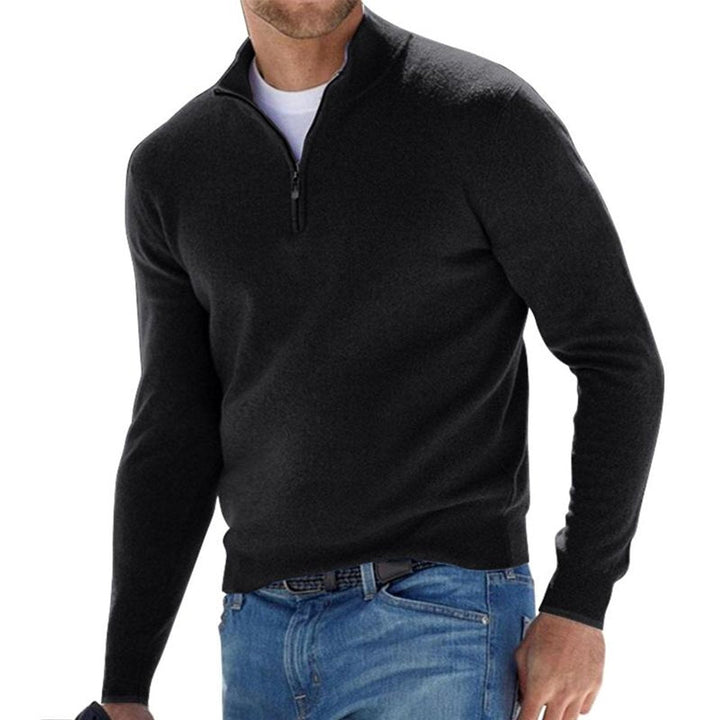 Heather-Knit Mock-Neck Quarter-Zip Sweater alternate view 3