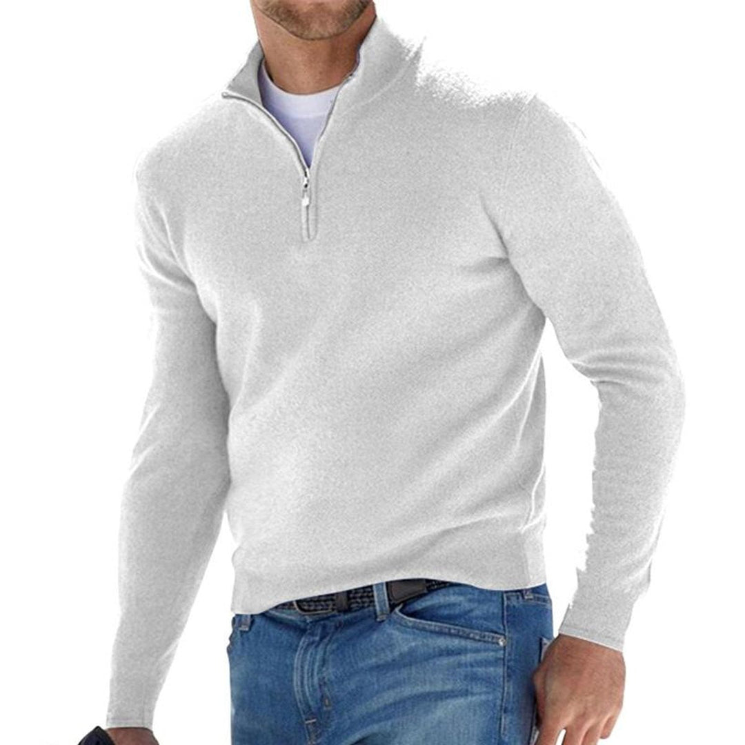 Heather-Knit Mock-Neck Quarter-Zip Sweater alternate view 4