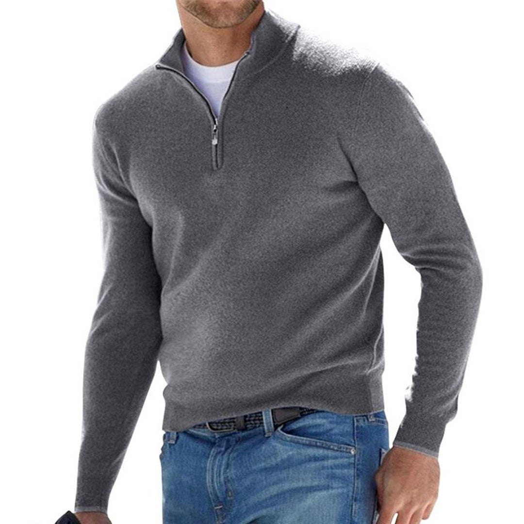 Heather-Knit Mock-Neck Quarter-Zip Sweater alternate view 5