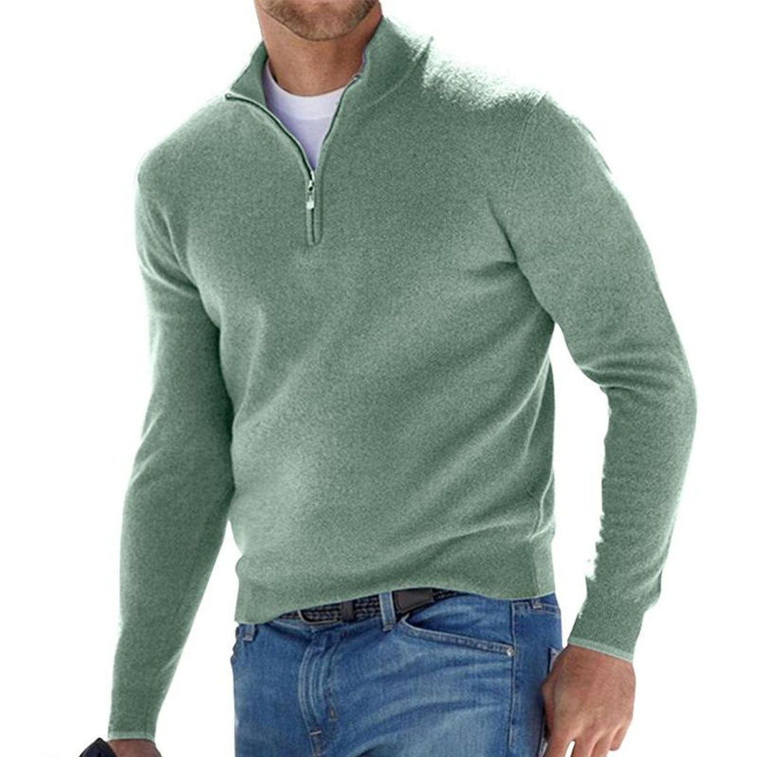 Heather-Knit Mock-Neck Quarter-Zip Sweater alternate view 6