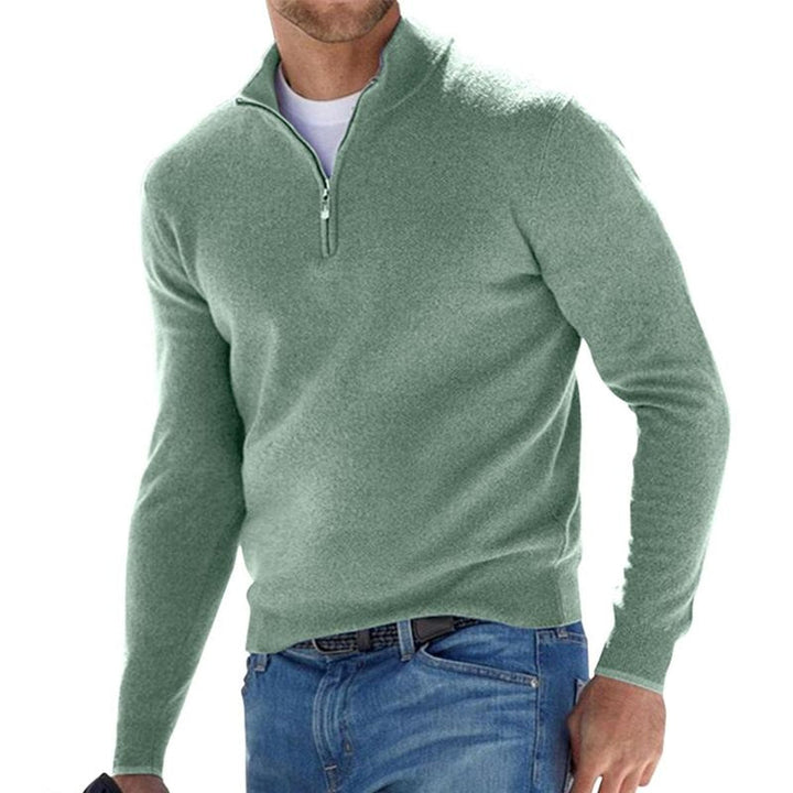 Heather-Knit Mock-Neck Quarter-Zip Sweater alternate view 6