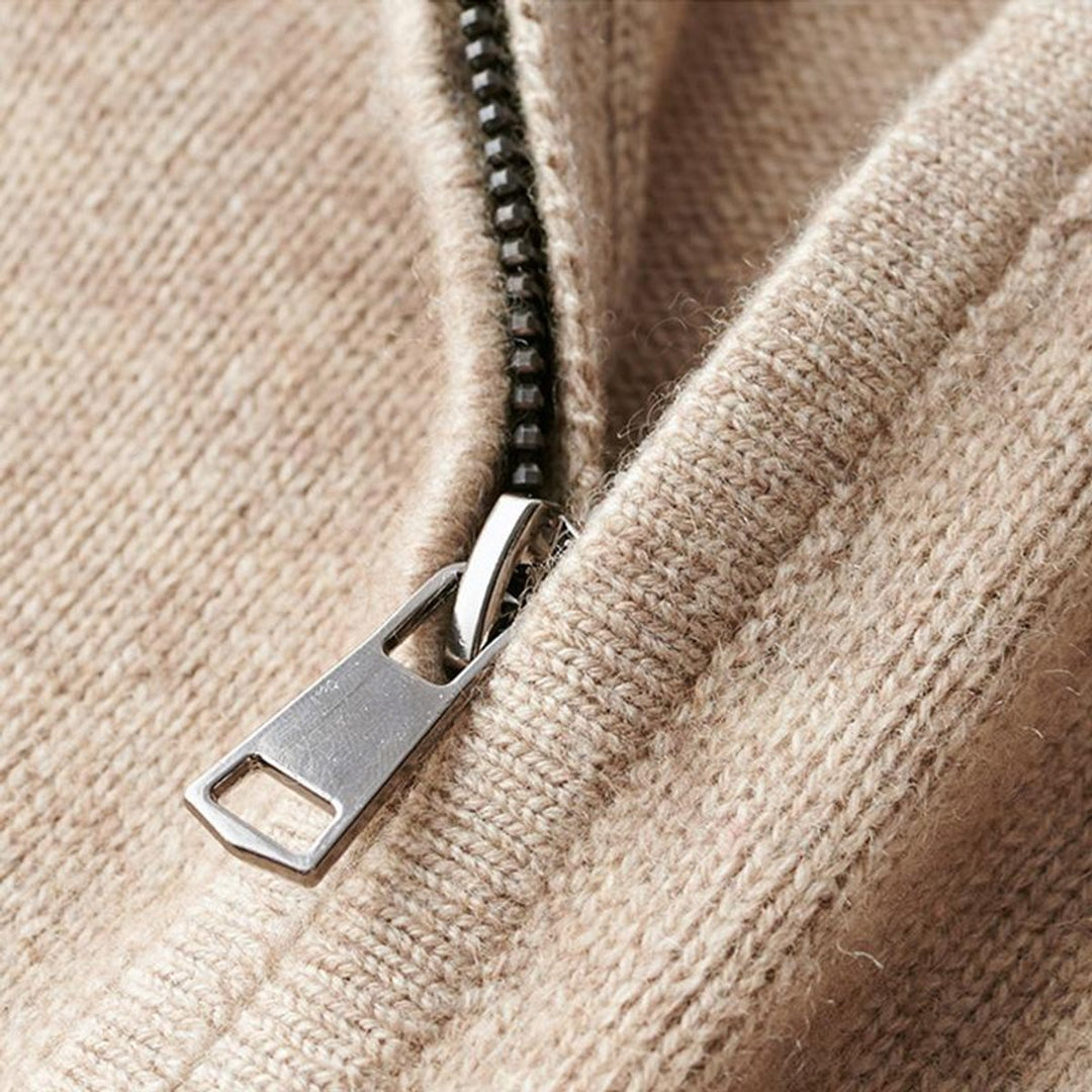 Heather-Knit Mock-Neck Quarter-Zip Sweater alternate view 7