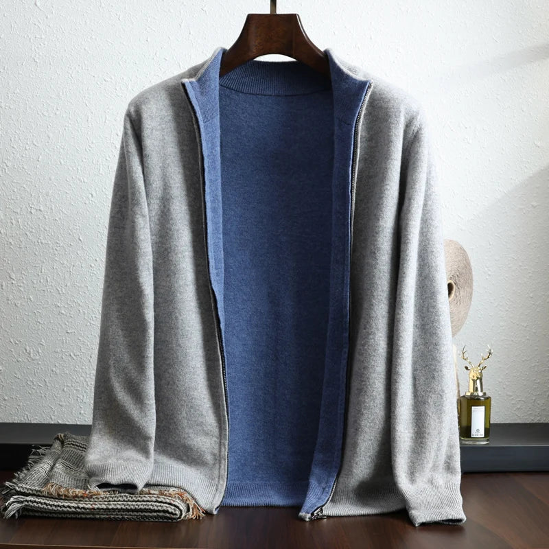 Heathered Cashmere Zip-Up Jacket front view