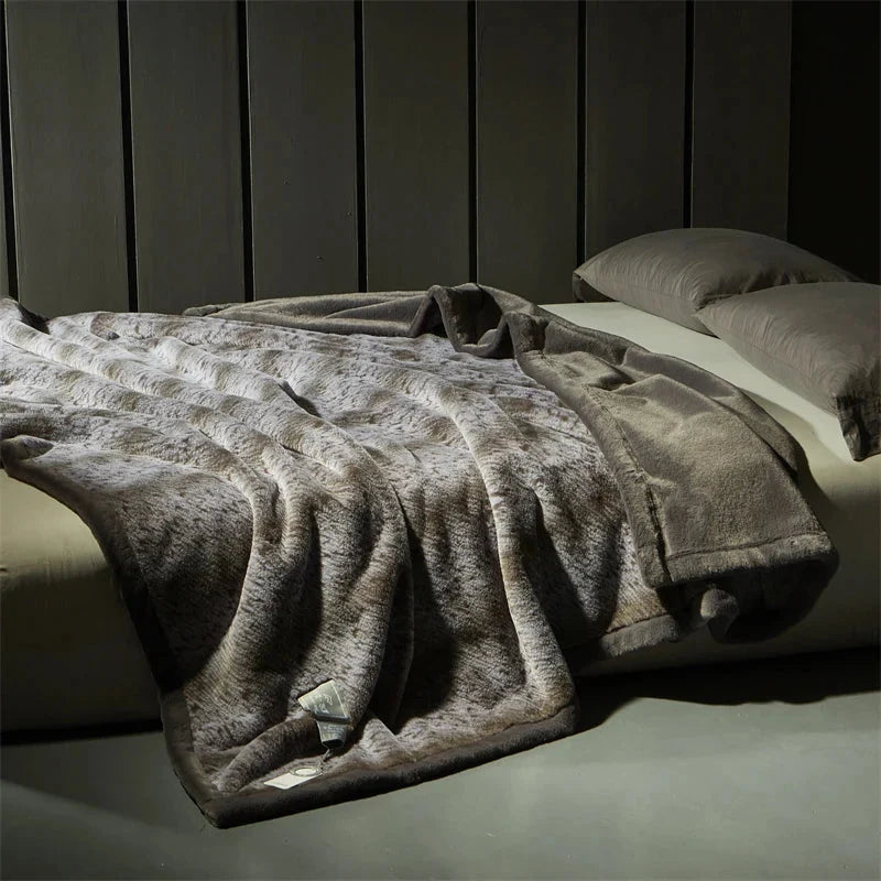 Charcoal Heavyweight 4kg Fur Throw Blanket front view