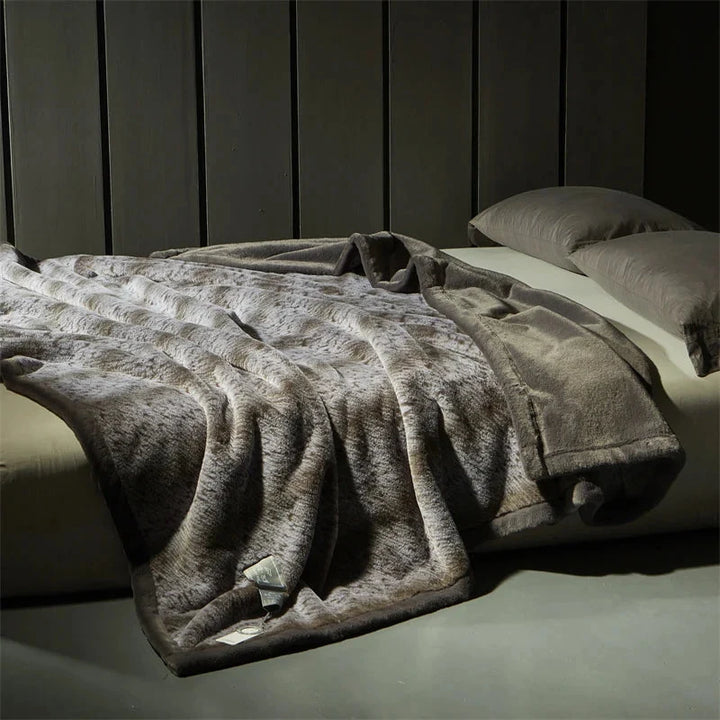 Charcoal Heavyweight 4kg Fur Throw Blanket front view