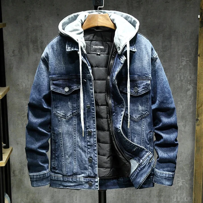 Blue Heavyweight Denim Jacket open front detail