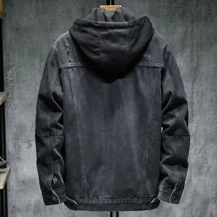 Black Heavyweight Denim Jacket back view
