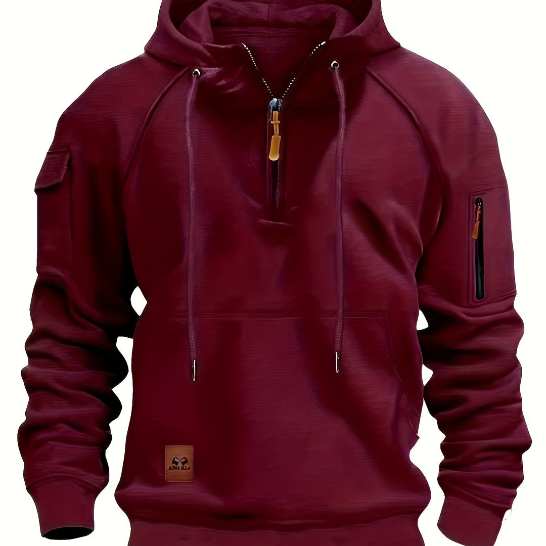 Burgundy Fleece Zip-Neck Hoodie