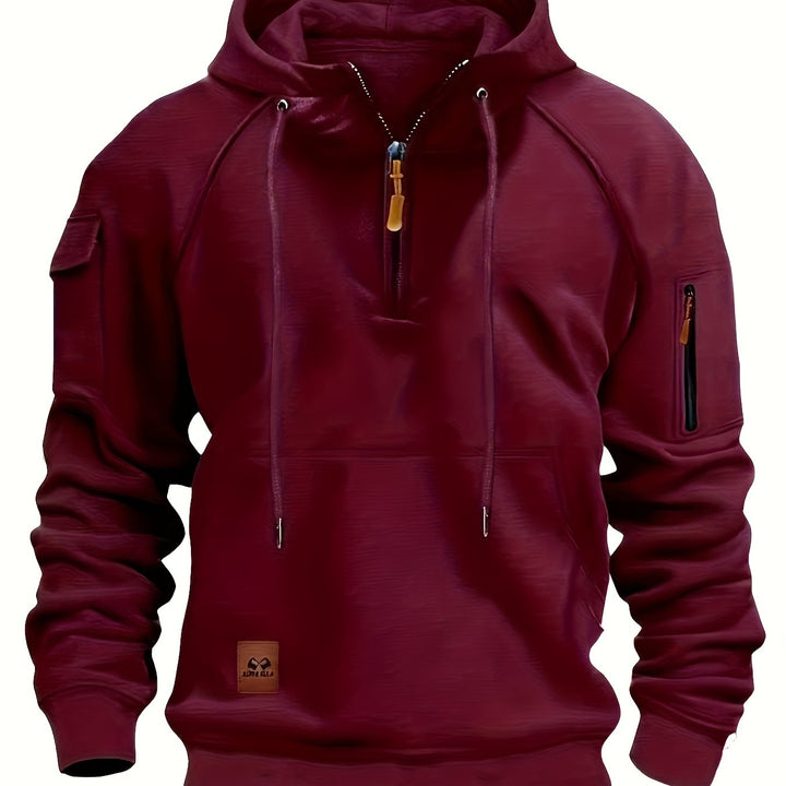 Burgundy Fleece Zip-Neck Hoodie