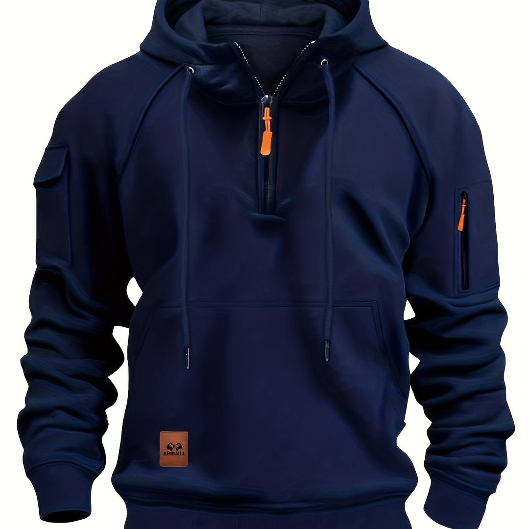 Navy Fleece Zip-Neck Hoodie