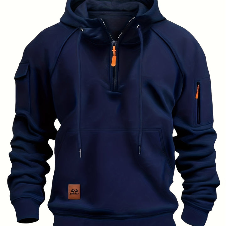 Navy Fleece Zip-Neck Hoodie