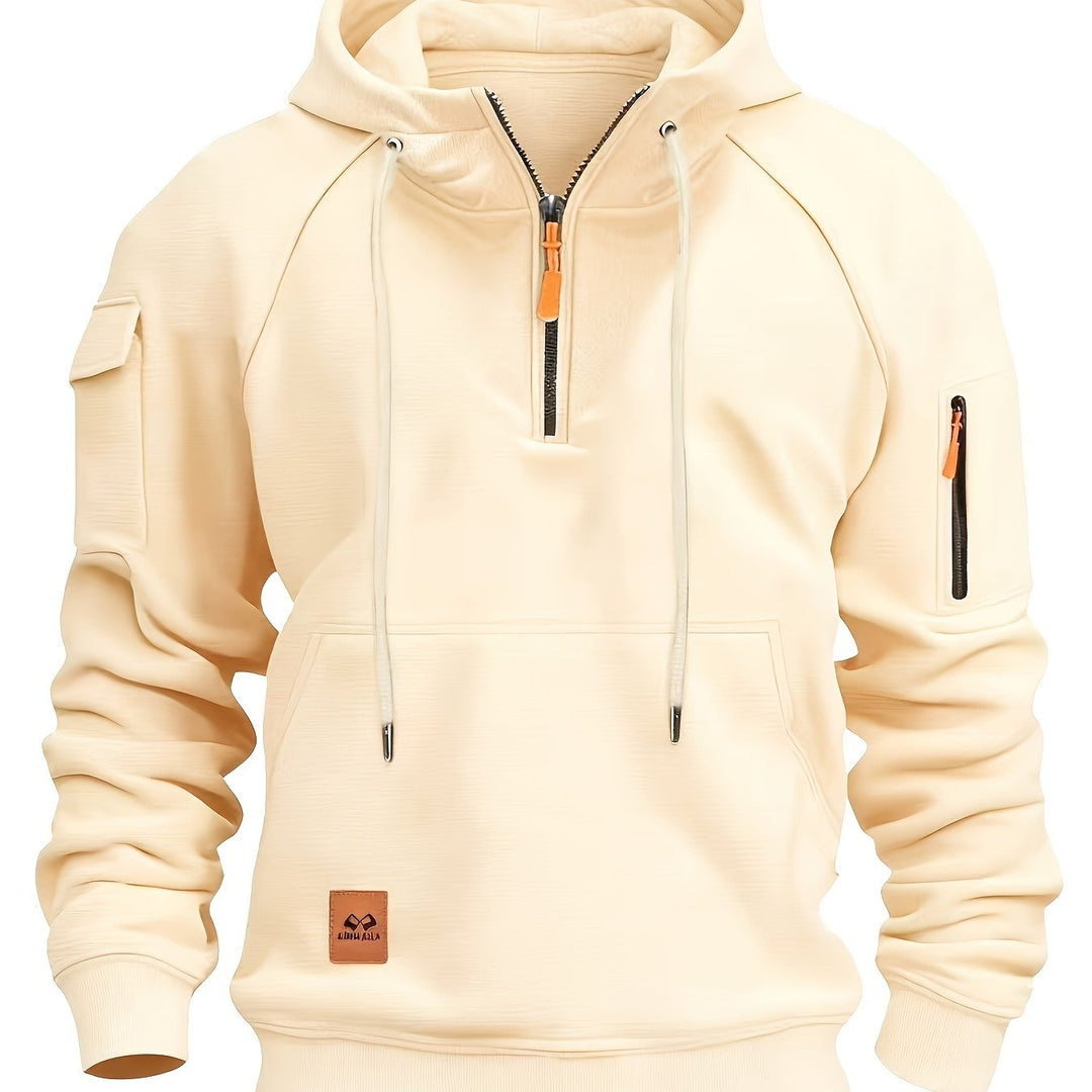 Apricot Fleece Zip-Neck Hoodie