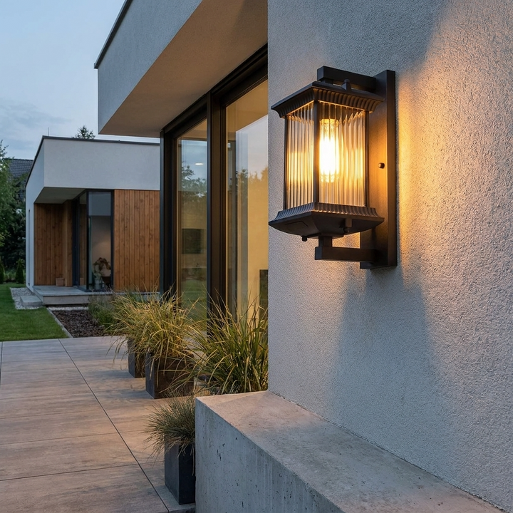 Fluted Glass Outdoor Wall Lamp