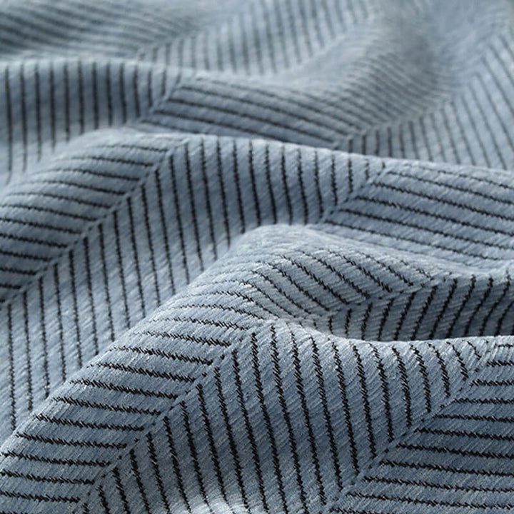 Blue Herringbone Chenille Sofa Throw texture close-up