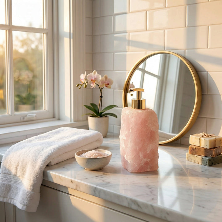 Handcrafted Quartz Crystal Soap Dispenser detail