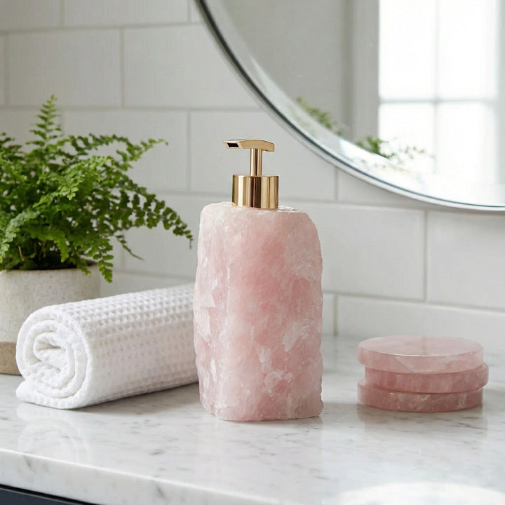 Handcrafted Quartz Crystal Soap Dispenser front view
