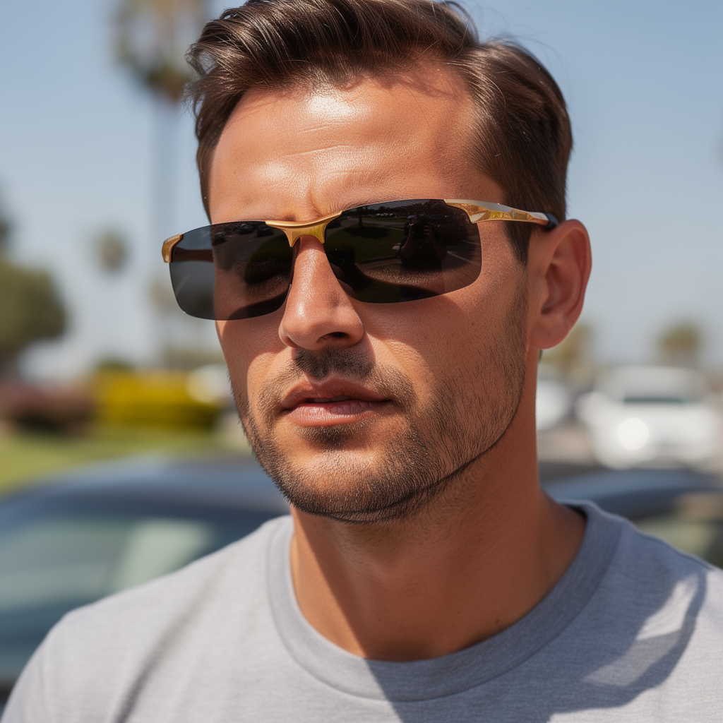 Rectangle Frame Men's Sunglasses - Lifestyle