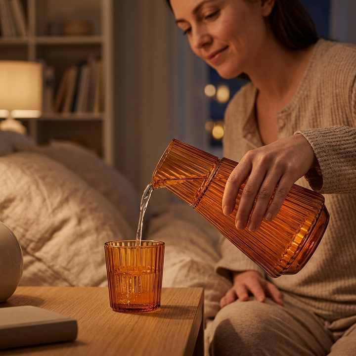 Pleated Glass Carafe Set