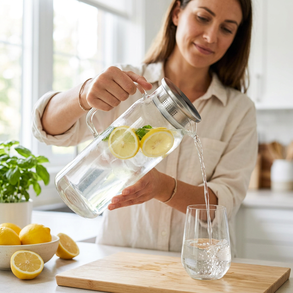 Elegant Glass Pitcher with Lid